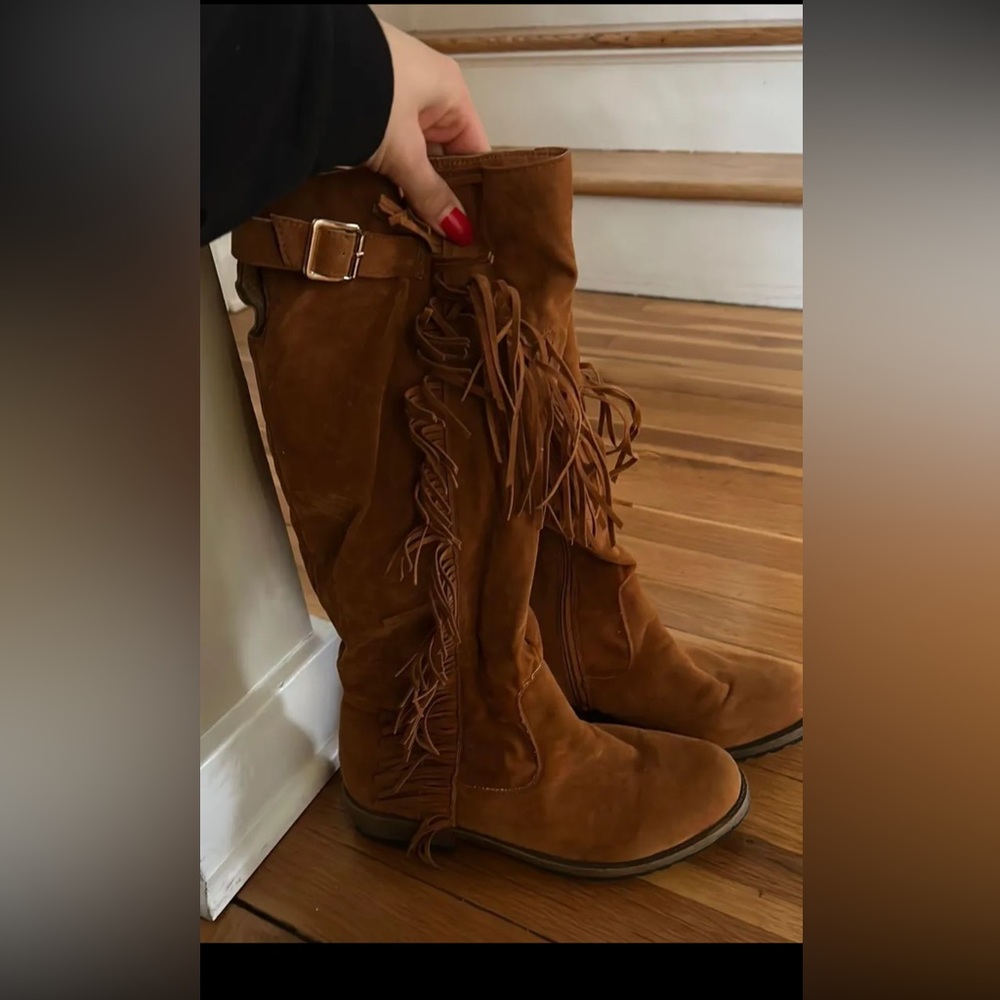 Fringe Knee High Boots